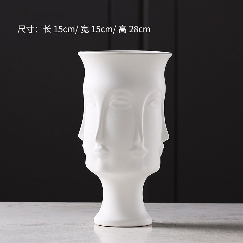 Lady / Men Face Head Planter Vase Flower Human Succulent Pot Home Garden Ornament White Ceramic Craft