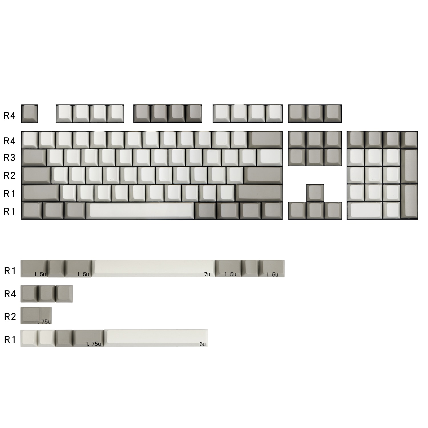 Nautipbt mekaaniset näppäimistön näppäimet 120 näppäinhattu paksu pbt tyhjä print kirsikkaprofiili 104 näppäimistön näppäimet retro harmaa valkoinen