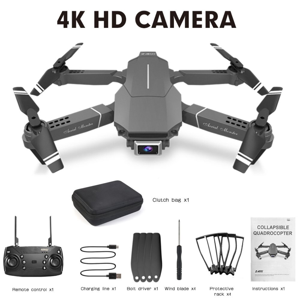 1 Set E68 Four Axis Uav Fixed Height Folding Drone Plastic 4K Aerial Photography Remote Control Aircraft
