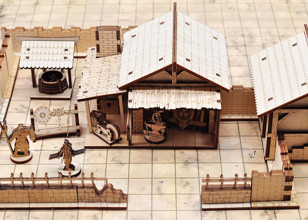 D&D Blacksmith and Forge Shop Miniature Wood Fantasy 28mm RPG Smithy Building Tabletop Village Scatter Terrain for D&D