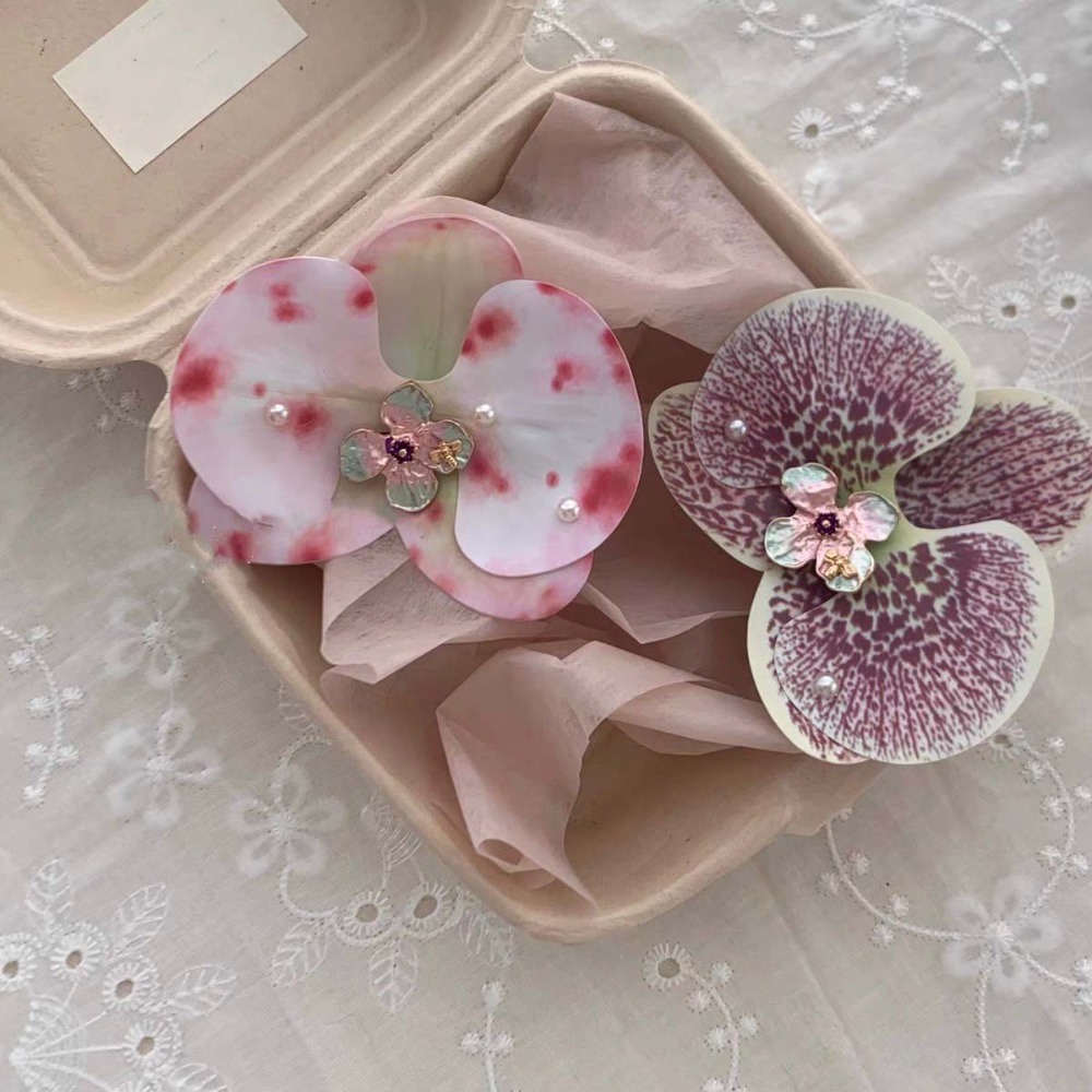 Süße Orchidee Blume Haarnadel thailändisch Stil Böhmischen Stil Schmetterling Orchidee Haar Clip Strass Legierung Frauen Seite Clip Strand
