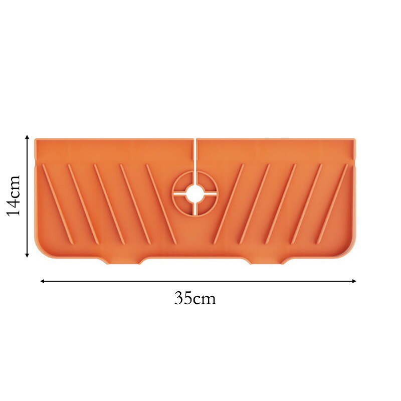 Silicone Faucet Mat For Kitchen Sink Splash Guard Bathroom Faucet Water Catcher Mat Sink Draining Pad Behind Faucet: C-Orange