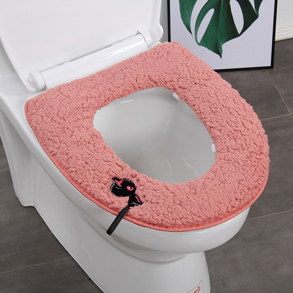 Couvercle de siège de toilette confortable et lavable pour la salle de bain, à la maison, en hiver, tapis de couverture et coussin avec support, Gadget pour la salle de bain à la maison