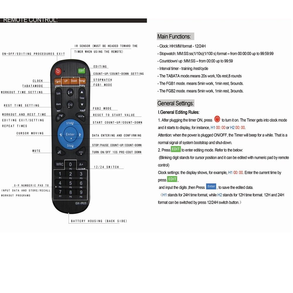 1inch 6Digits LED Digital Wall Clock Countdown Count up Time For Fitness Garage Home Crossfit Timer Training