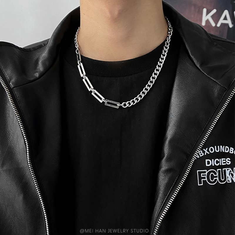 Kunjoe Rvs Choker Kettingen Kraag Voor Vrouwen Mannen Zilveren Kleur Link Chain Kettingen Collier Sieraden