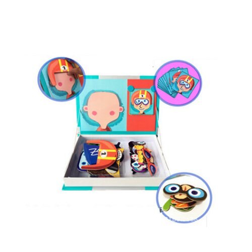 Wooden Magnetic Puzzle Board - Face Changing Expression Game - Educational Toy for Kids