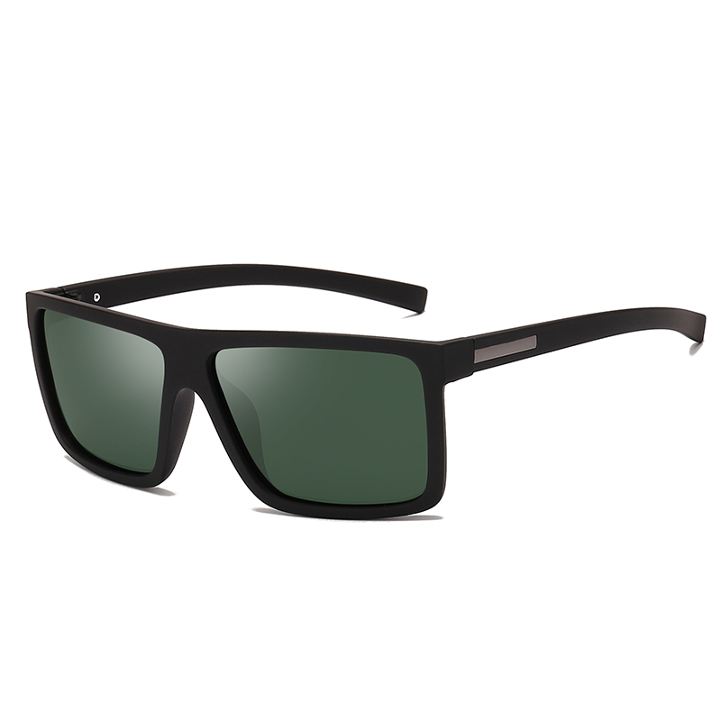 OVZA Men Sunglasses Polarized Flat Top Sunglasses Brand Driving Sun glasses Male Rectangle Style: Green