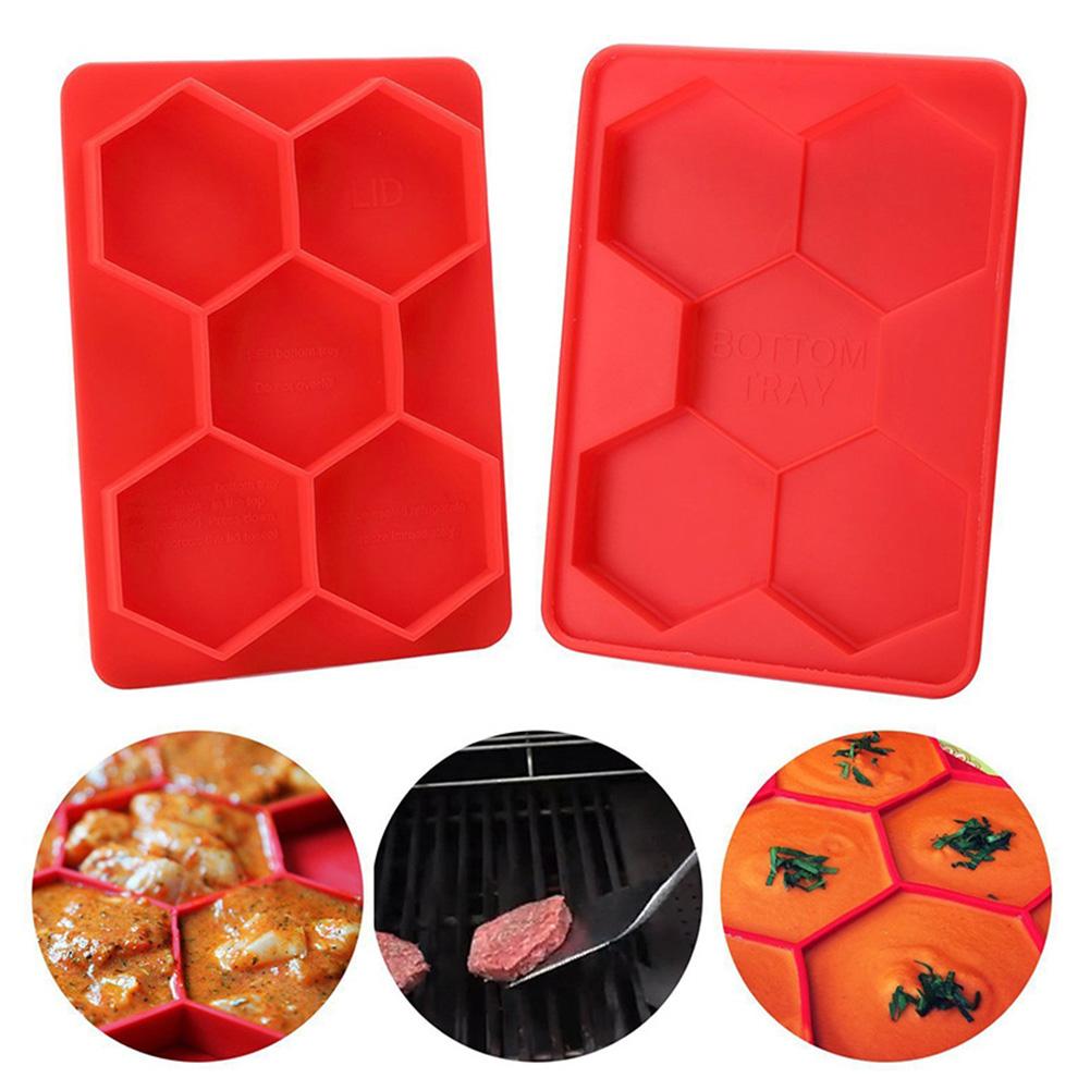 Vijf Gat Hexagon Vierkante Siliconen Mal Voor Hamburger Kotelet Keuken Diy Maken Bakken Gereedschap