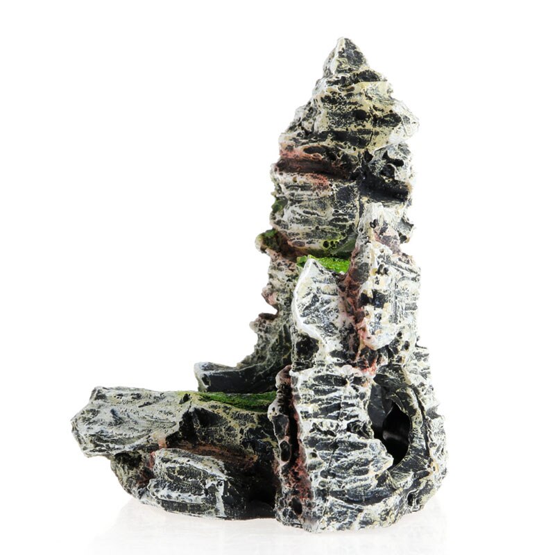 Harpiks materiale vakkert fjellutsikt akvarium stein hule tre bro akvarium ornament dekorasjon landskap dekorativt