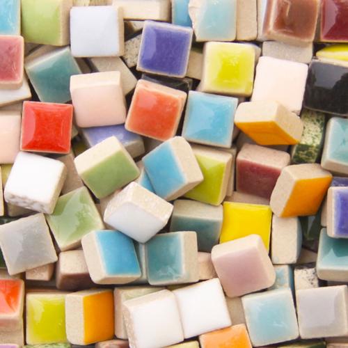 Azulejos de mosaico cuadrados de cerámica para manualidades, 1x1cm, mezcla de colores, azulejos de vidrio para manualidades DIY, suministros de arte, azulejos de mosaico hechos a mano, 500 Uds.: F
