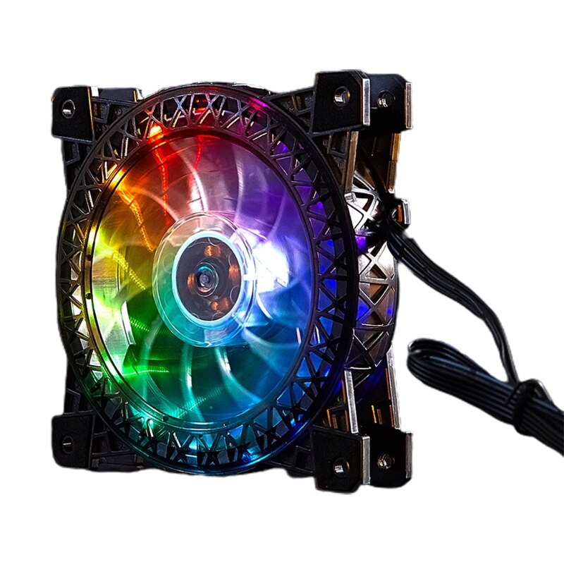 120mm Computer Cooling Fan RGB Case Fan Adjustable High Performance Silent Control Chassis Radiators 4Pin + 6Pin: Colorful