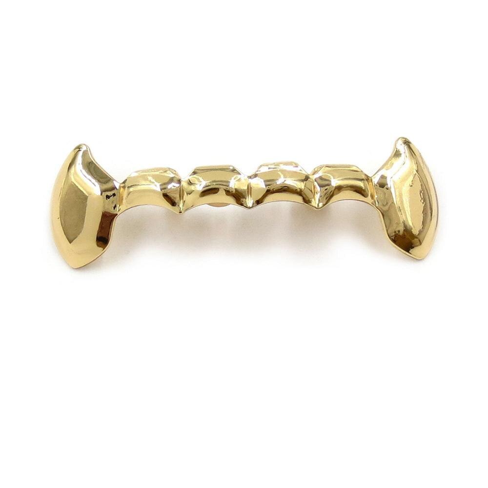 4 kleuren Mannen Hip Hop Tanden Grillz Top & Bottom Vampire Fang Tooth Dental Grills Cosplay Partij Sieraden Rose Goud: Gold top