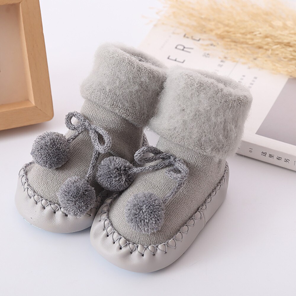 Baby Jongen Meisje Sokken Katoen Kinderen Vloer Sok Anti-slip Baby Stap Babysokjes Met Rubberen Zolen Skarpetki Dziecko носки Детские: Grijs / 24M