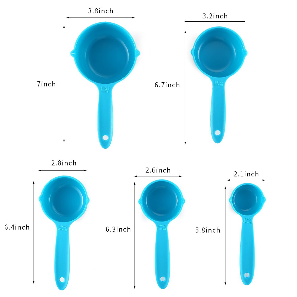 Juego de tazas y cucharas medidoras de plástico para cocina en casa, herramientas de medición