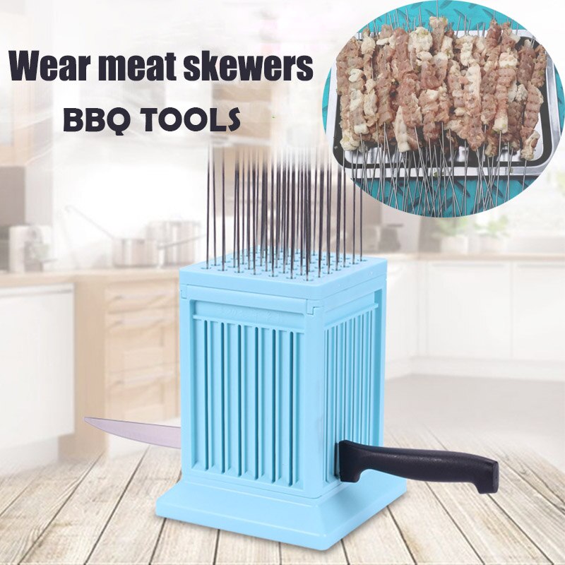 Machine à brochette de viande, Machine à ficelle de viande 49 trous BBQ outils de brochette de viande tofu Machine à brochette gril Barbecue accessoires de cuisine