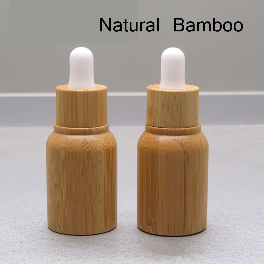 2ps/lot 10ml empty Natural Bamboo Wood glass dropper bottle bottle refillable bottle free tool