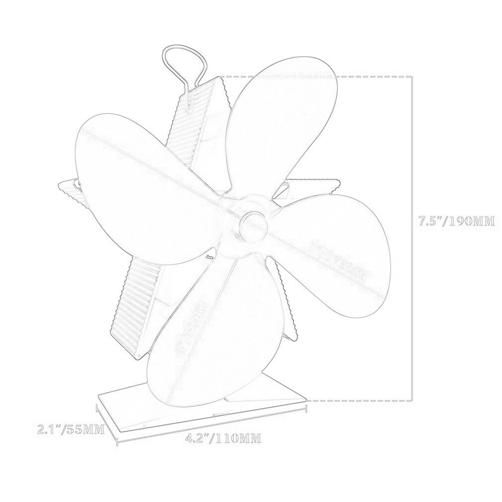 Premium Fireplace Thermodynamic Fan Alumina Fan Blade Ultra Quiet Warm Fireplace Fan Thermal Power Fan 4-Blade Stove Fan