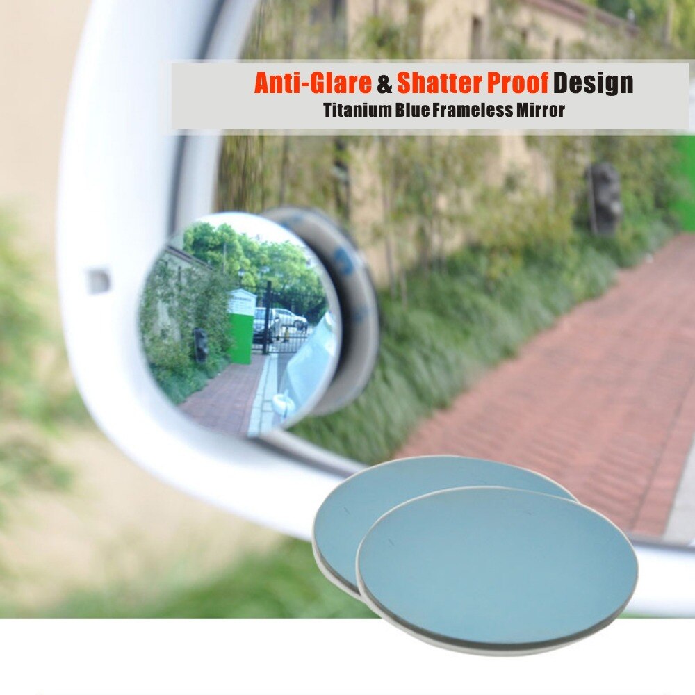 1pair,Free Ship,Round Anti-Glaring, Shatter-Proof,Frameless Blind Spot Mirror,2 Way Use: Fixed Or 360 Degree Adjust,3M Taped