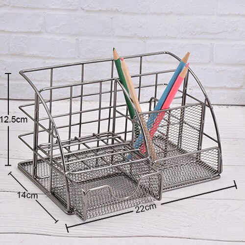 Rose Gold Desktop Storage Box Desk Magazine Rack with Pen Holder, Handmade Metal File Office Organizer Paper Tray Drawer Stor: B black