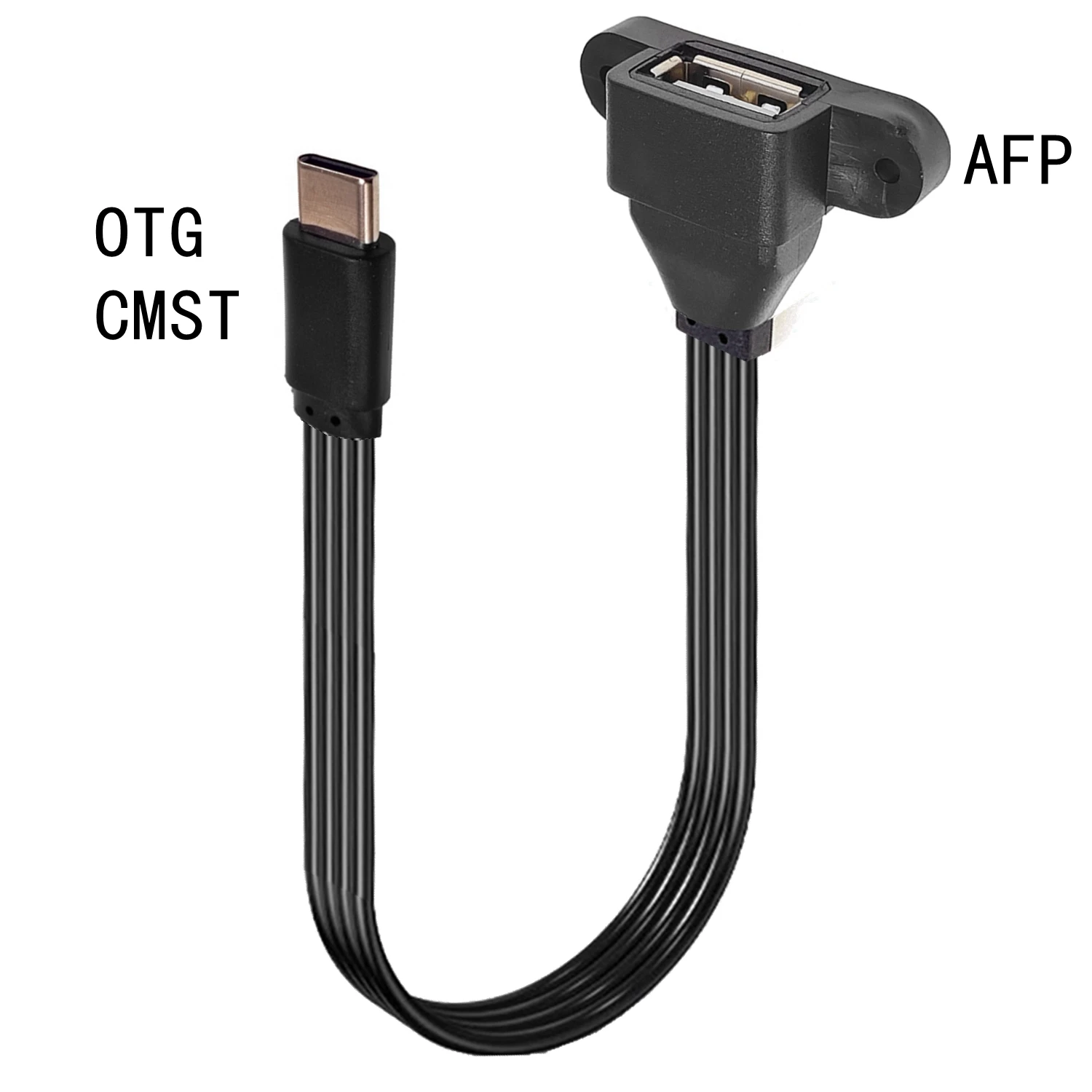 Flat C-type USB to OTG USB cable,Suitable for phones and computers function on TYPE-C 90 degree male to USB 2.0 female adapter: Brown / 0.6m