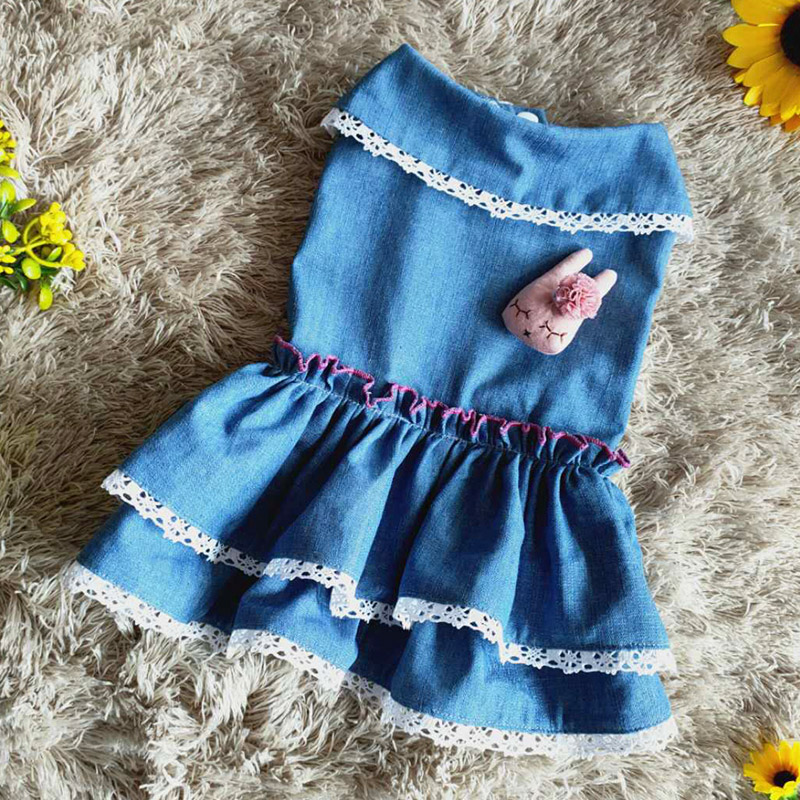 Hund denim kjole nederdel kat yorkshire hvalp kostume puddel bichon pomeranian schnauzer mops hundetøj kjoler sommer kæledyr outfit