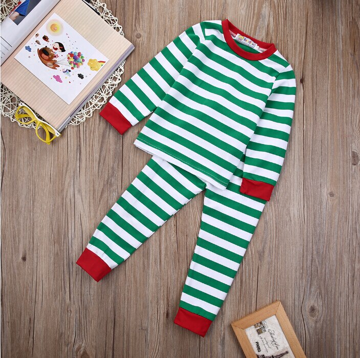 Jul baby barn drenge piger tøj stribet nattøj pyjamas sæt bomuld afslappet nattøj 1-7 år