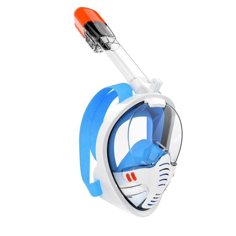 Volledige Gezicht Snorkel Masker Volwassen Snorkelen Masker Met Afneembare Camera Mount Zwemmen Training Duiken: White Blue / S/M