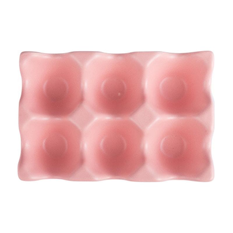 6 grilles porte-oeuf en céramique anti-dérapant boîte à oeufs réfrigérateur antichoc oeuf boîte de rangement: Pink