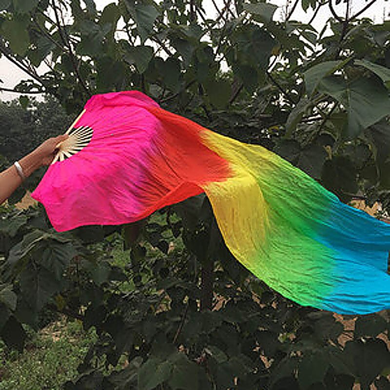 Abanicos del baile largos con degradado de rayas horizontales, tela de imitación, B2Cshop
