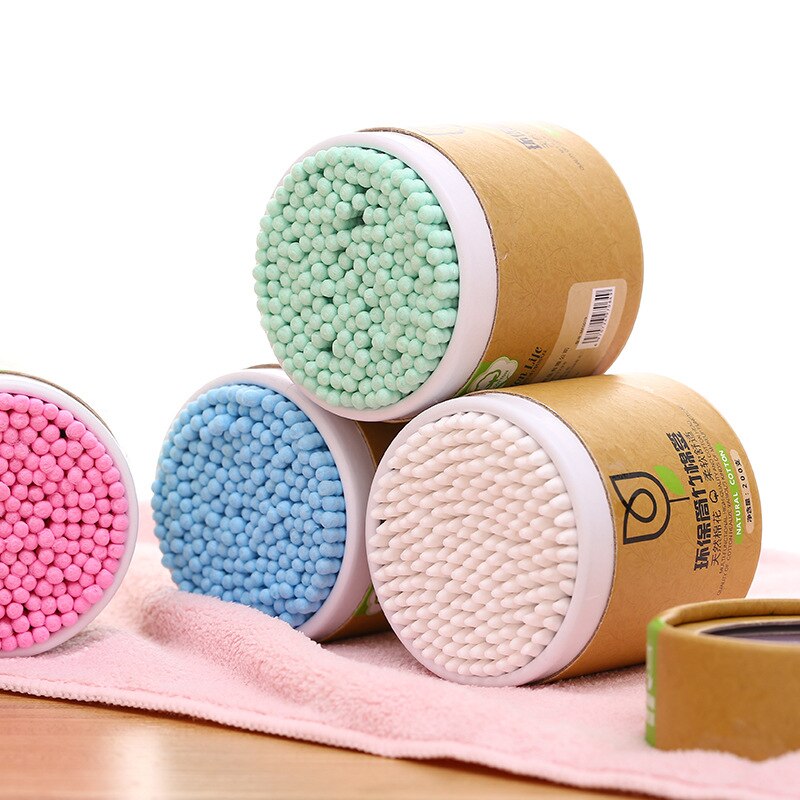 200pcs/Box Double Head Cotton Swab Bamboo Sticks Cotton Swab Disposable Natural Wooden Ear Swab Makeup Buds Nose Ears Cleaning