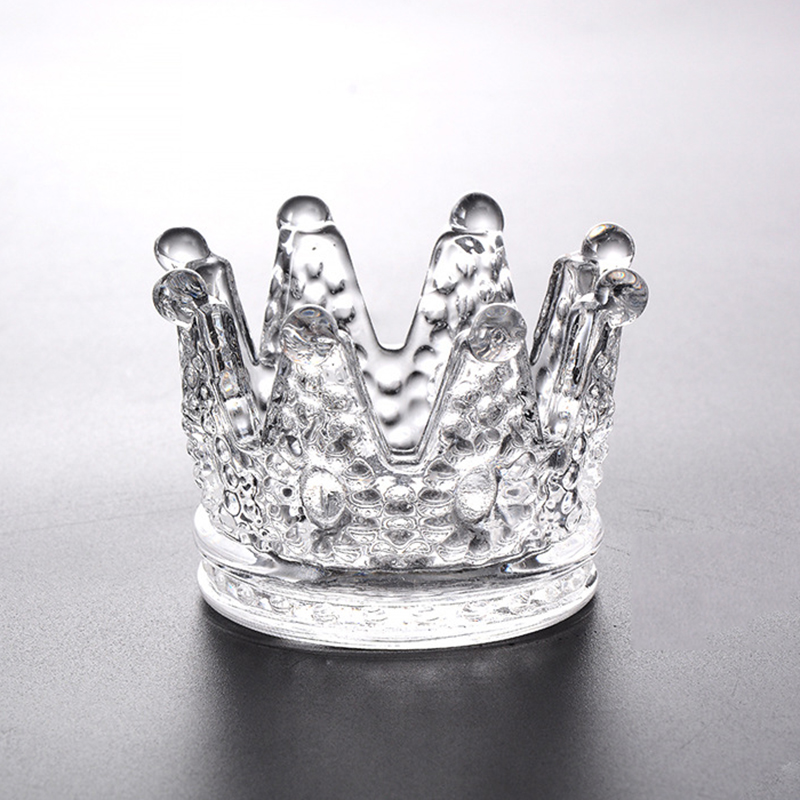 Crown Ashtray Glass Personality Ash Tray Transparent Wax Holder Candle Holder Ornaments Ashtray for Home Car: Transparent style