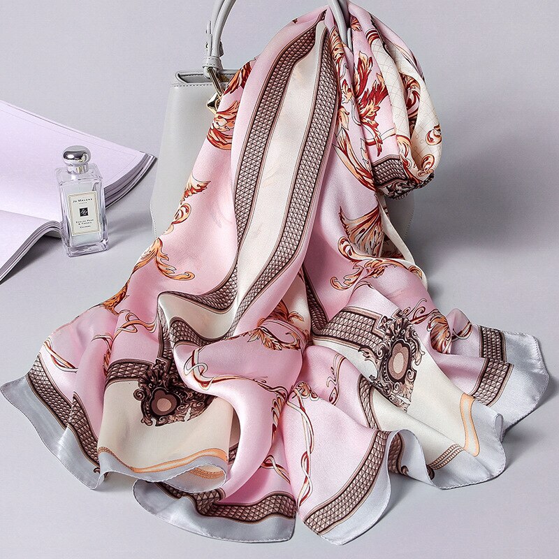 2021Brand Silk Scarf Women Luxury Real Silk Wraps For Ladies Print Shawls Foulard Femme Natural Silk Scarves: 18