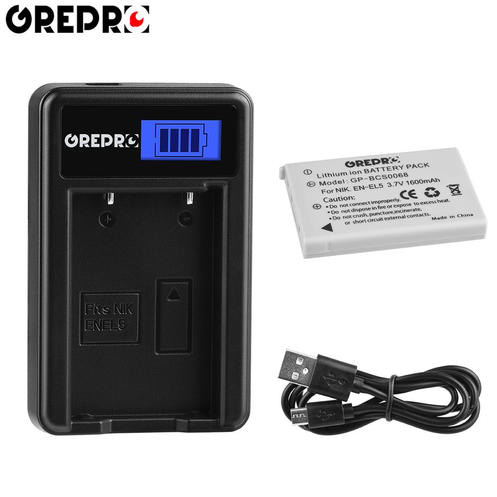 1600mAh EN-EL5 es EL5 batería para cámara Digital + cargador USB para Nikon Coolpix P4 P80 P90 P100 P500 P510 P520 P530 P5000 P5100 L50: 1B with Charger