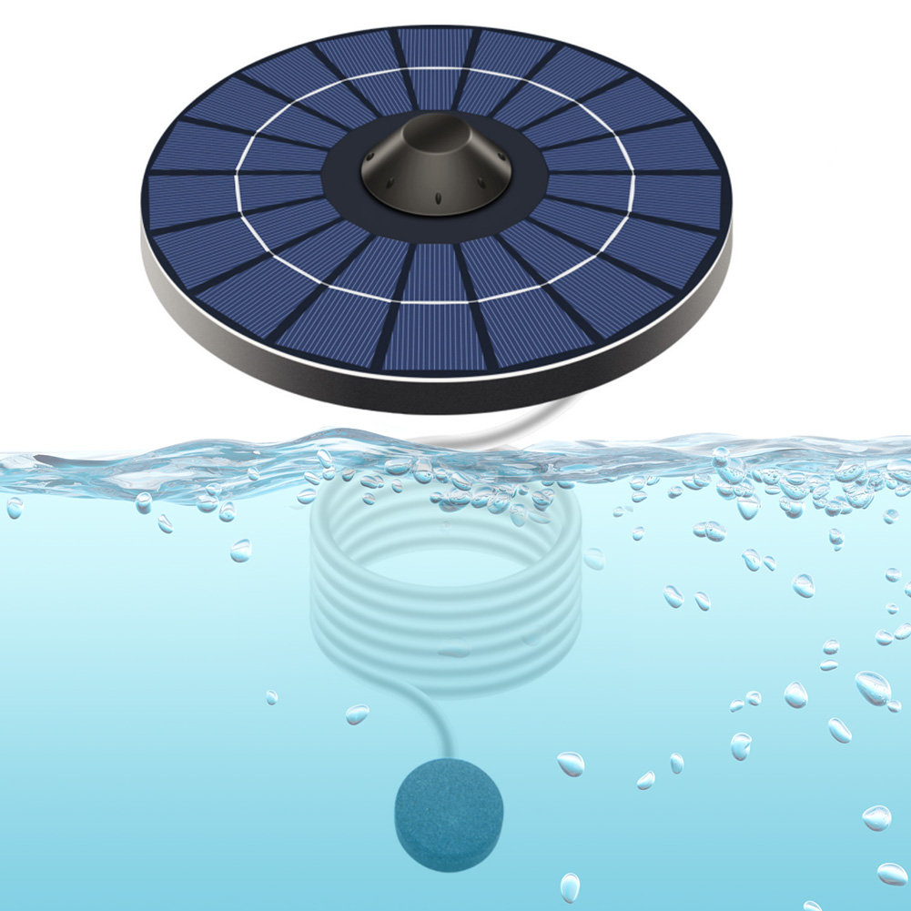 2.5W 6V Solar Powered Floating Fountain Pumps with Air Hose and Bubble Stone Bubble Oxygenator Powerful Solar Panel for Garden