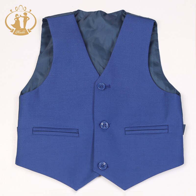 Nimble-Conjunto de 3 piezas para niños, traje azul con botonadura única, para bodas, traje infantil