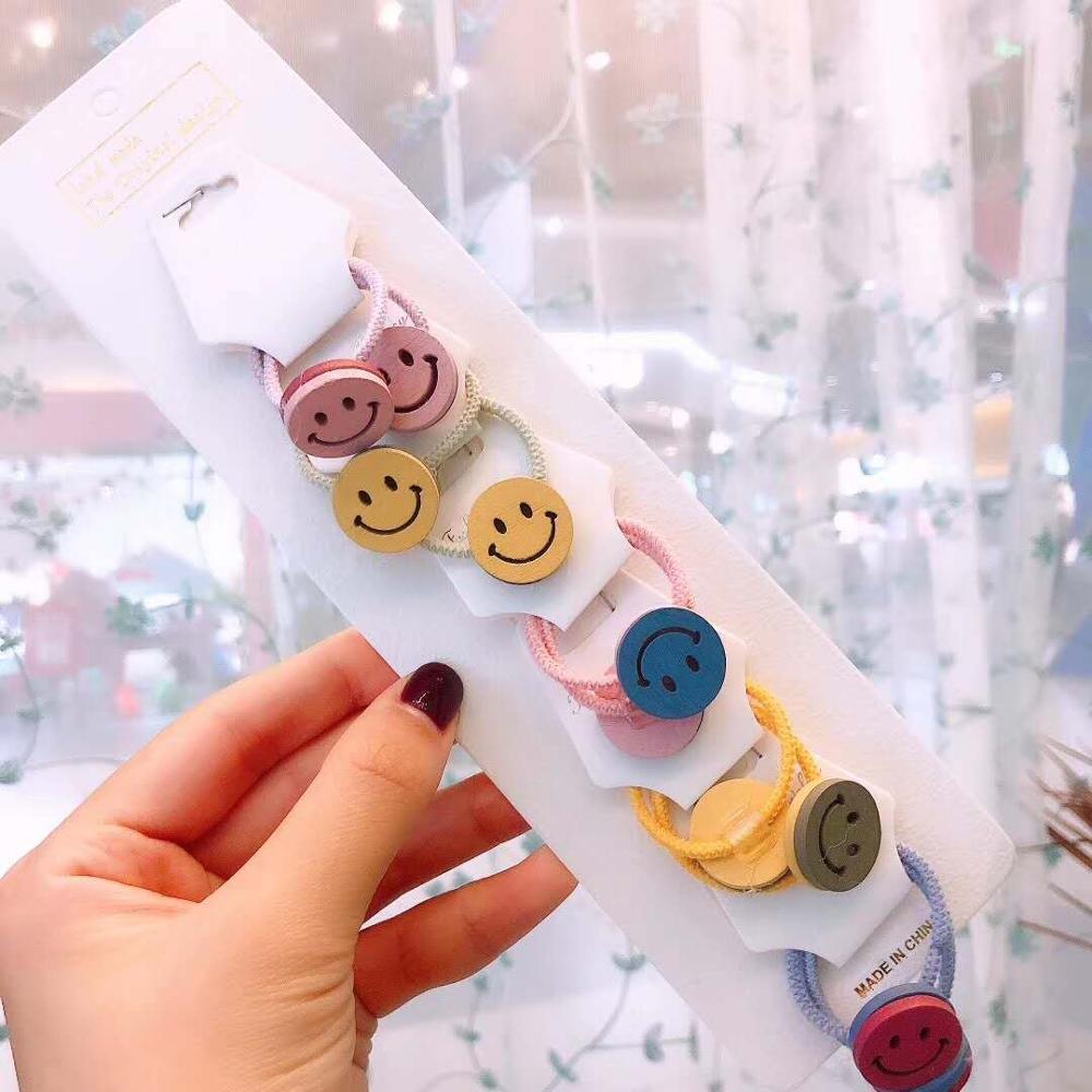 Conjunto de para niña pequeña, Anillo para el pelo con expresión de flores, joyería para niña, cuerda para el pelo, Anillo para el pelo, accesorios de joyería para niños: HA067-2