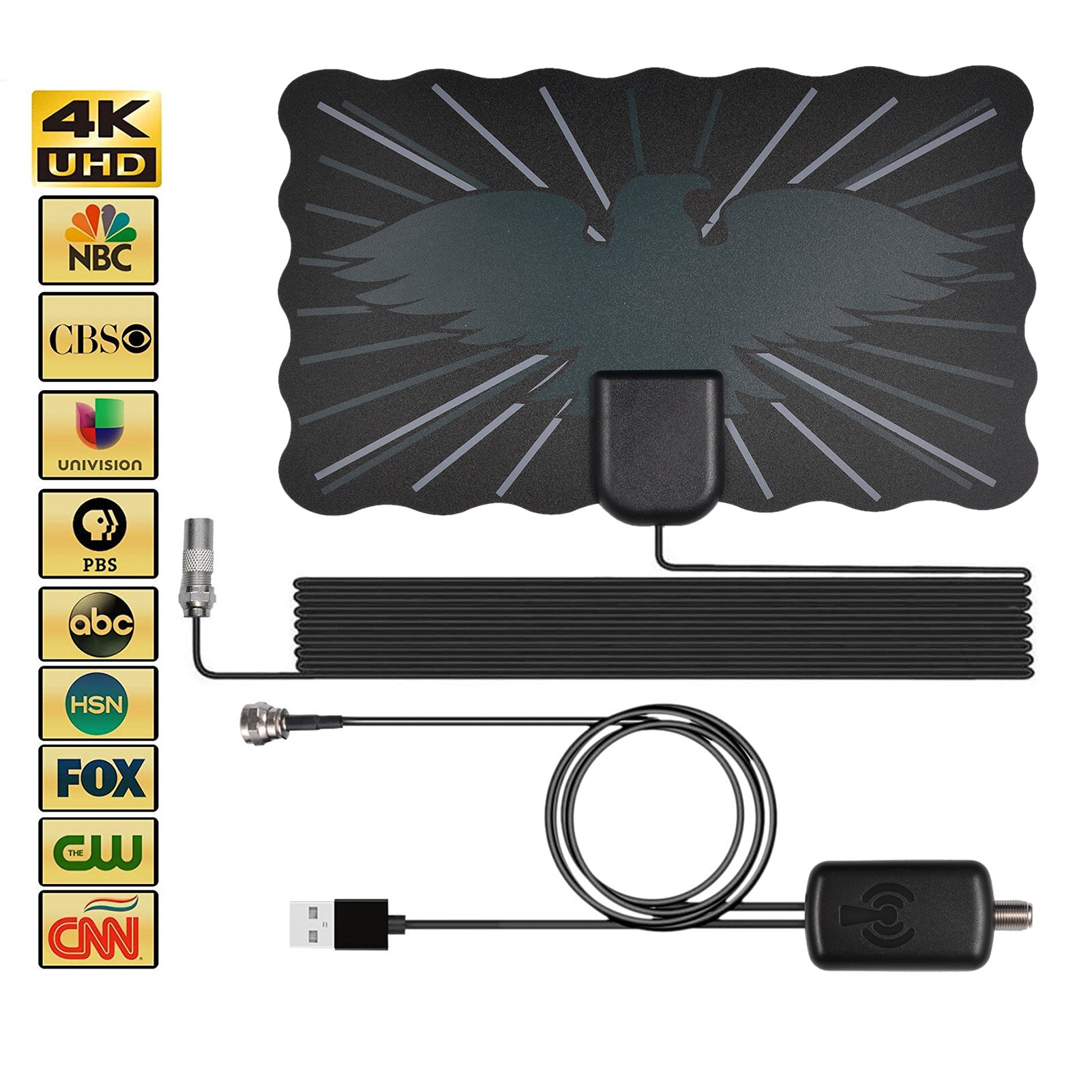 4K 25DB High Gain HD TV DTV Box Digital TV Antenna EU Plug 2000 Miles Booster Active Indoor Aerial HD Flat