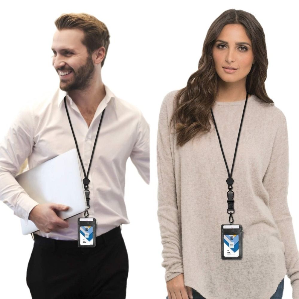 Porte-carte d'identité solide pour hommes et femmes, ULen métal polyester, sangle de cou réglable, porte-clés