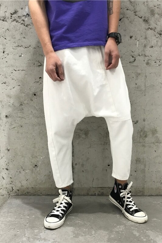 Cavallo basso Dei jeans Pantaloni Degli Uomini gonfio Cavallo Basso denim Pantaloni stile harem Maschio anca salto strada danza Allentati Pantaloni Della Tuta di proprietà X9141