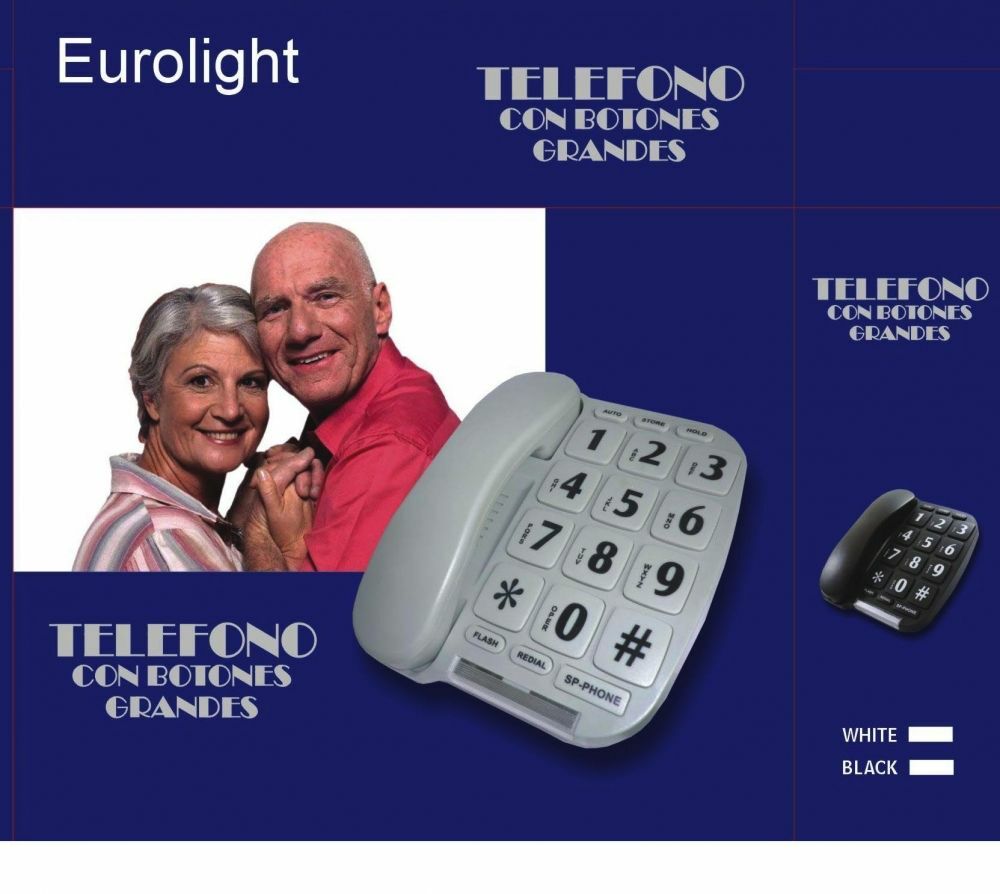 TELEFONO FIJO SOBREMESA DIGITOS TECLAS GRANDES PARA PERSONAS MAYORES 2 COLORES TELEFONO EUROLIGHT