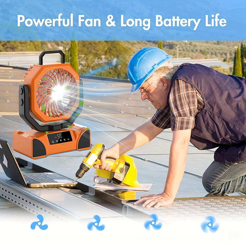 Bureauventilator met verlichting, campingventilator met verlichting, oplaadbare draagbare circulatieventilator, draadloze plafondventilator met powerbank, led-verlichting