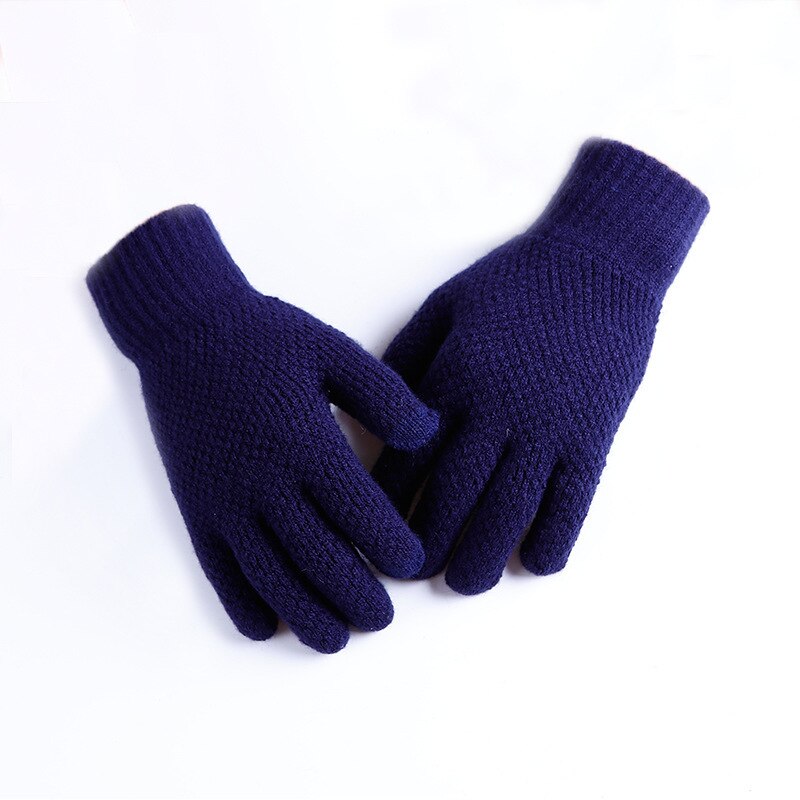Winter Handschoenen Mannen Koreaanse Stijl High Touch Screen Mannetjes Dikker Warm Houden Heren Top Wanten Alle Match Breien: blue