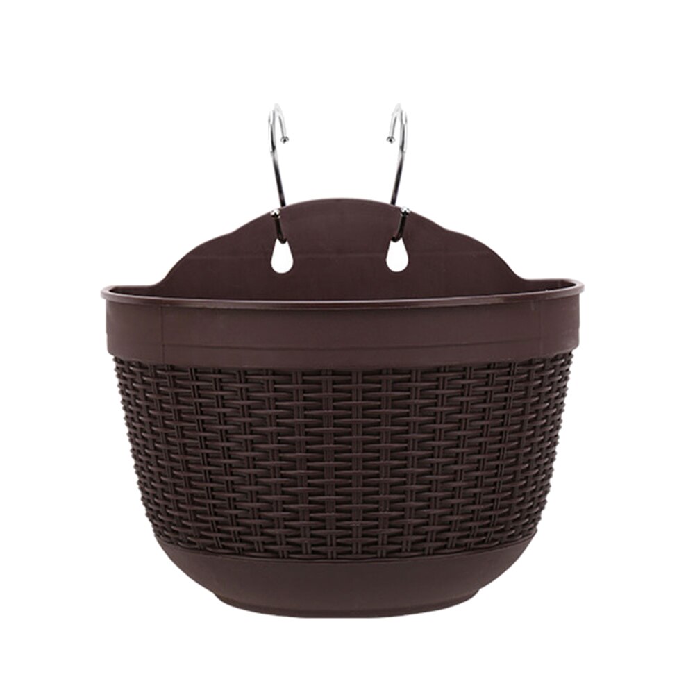 Imitation Rattan Wicker Wall Hanging Flower Baskets Plant Hangers Indoor Outdoor Flower Pot Basket Garden Flower Pot Planters: Coffee L