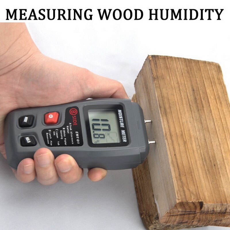 Wood Moisture Meter Hygrometer Damp Detector Tree Density Digital Tester Grey EMT01 Wood Humidity Tester