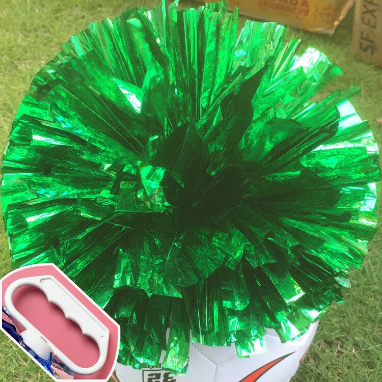 24Cm Cheerleader Pom Poms Sparkly Twee-Vinger Cheerleader Bloem Bal Kinderen Cheer Hand Bloem Cheer Props Sport Bloem bal: green