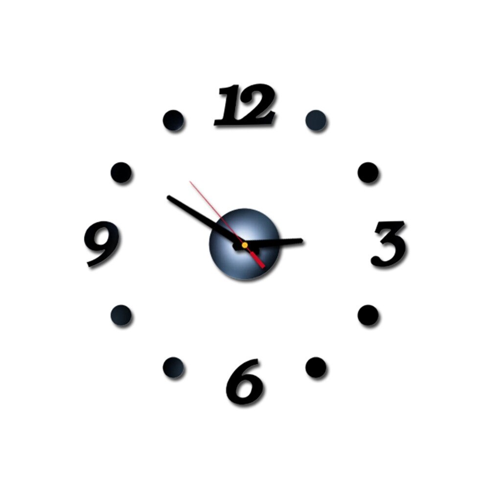 Décoration de la maison horloge murale grand miroir horloges murales moderne horloges murales bricolage autocollant mural Unique horloge de: Black 