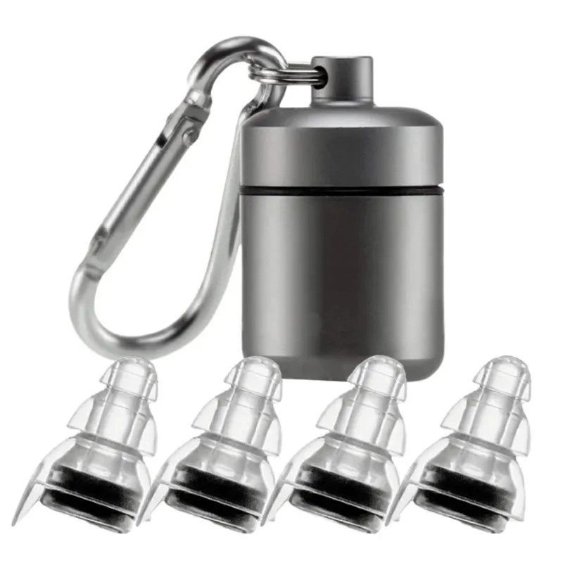 Tapones para los oídos de concierto de alta fidelidad para conciertos y músicos, tapones para los oídos para reducción de ruido, filtro avanzado de 24 dB, 2 pares (negro) duraderos: Gris claro