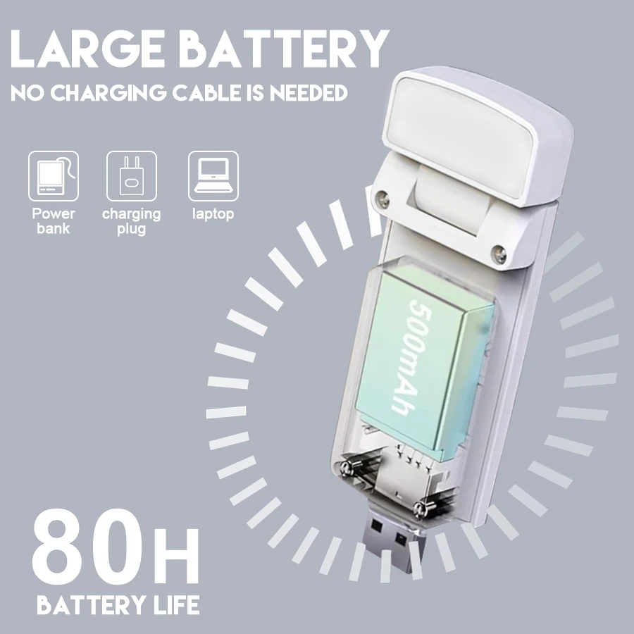 Luz de libro marcapáginas con Clip con temporizador, luz de lectura recargable por USB, Mini luz Led de lectura, lámpara de lectura portátil para mesita de noche y escritorio