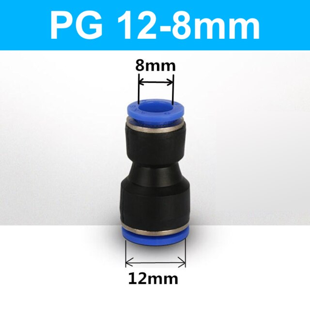 Quick Pneumatic Fittings Plastic Connector PG 4/6/8/10/12/14mm High Pressure Hose Variable Diameter Air Pipe Straight Butt Joint: 8mm-12mm