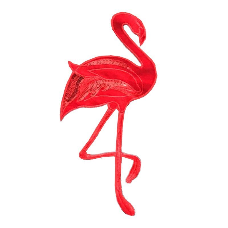 GODIER bordado gran flamingo crane insignias de tela bordado parche bordado de cuentas de placa de accesorios de vestir